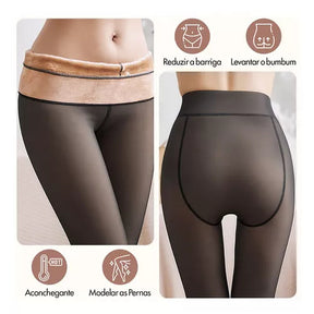 Meia-Calça Térmica Feminina Super Stretch De Inverna Com a Forra Translúcida De Pelucida Termica