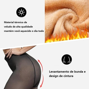 Meia-Calça Térmica Feminina Super Stretch De Inverna Com a Forra Translúcida De Pelucida Termica