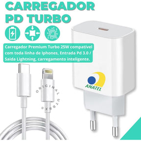 ORIGINAL -Kit Carregador Iphone turbo 20w- 100% Original- Garantia- ENVIO IMEDIAT0-SELO ANATEL