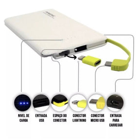 Carregador Portátil Pineng Power Bank 10000mah,5000mah com adaptador iPhone,V8