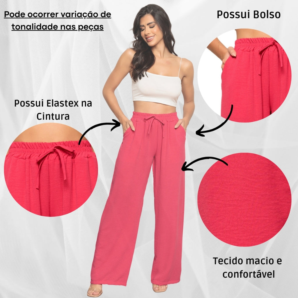 Calça Pantalona Duna Com Bolso