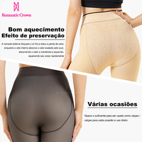 Meia-Calça Térmica Forrada Peluciada Translúcida De Lã Quente Feminina Para Inverno P/M/GG