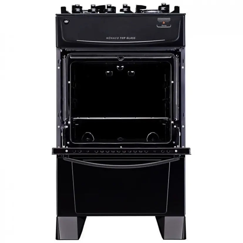 Fogão Atlas 4 Bocas Mônaco Top Glass Automático Mesa de Vidro Forno 50L - Preto - Bivolt