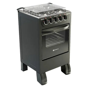 Fogão Braslar New Sirius 4 Bocas Manual Mesa em Inox Forno Easy Clean - Preto