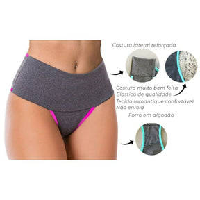 Kit 5 Calcinhas Fitness Cós Alto Calcinha Seca Barriga