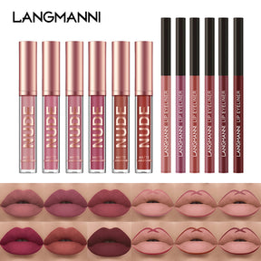 Langmanni | Conjunto 2 Peças Gloss e Lápis Labial Efeito Matte