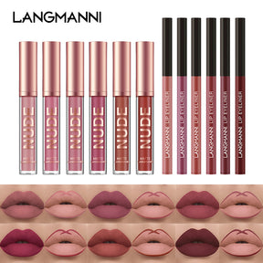 Langmanni | Conjunto 2 Peças Gloss e Lápis Labial Efeito Matte