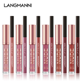 Langmanni | Conjunto 2 Peças Gloss e Lápis Labial Efeito Matte