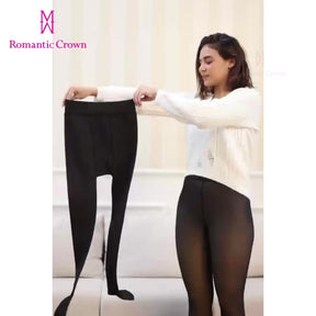 Meia-Calça Térmica Forrada Peluciada Translúcida De Lã Quente Feminina Para Inverno P/M/GG