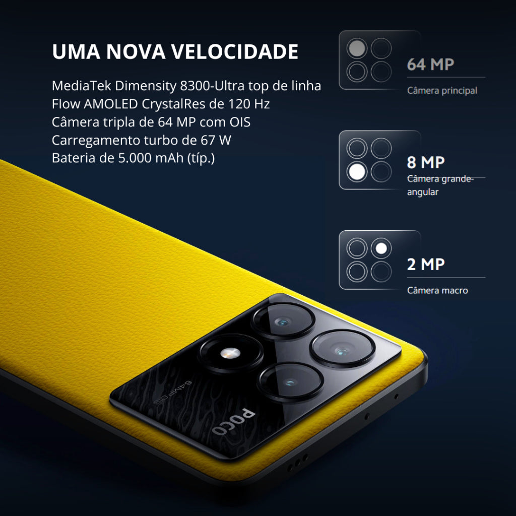 Celular Smartphone Poco X6 Pro 5G Câmera tripla de 64 MP com OIS - Xiaomi Original